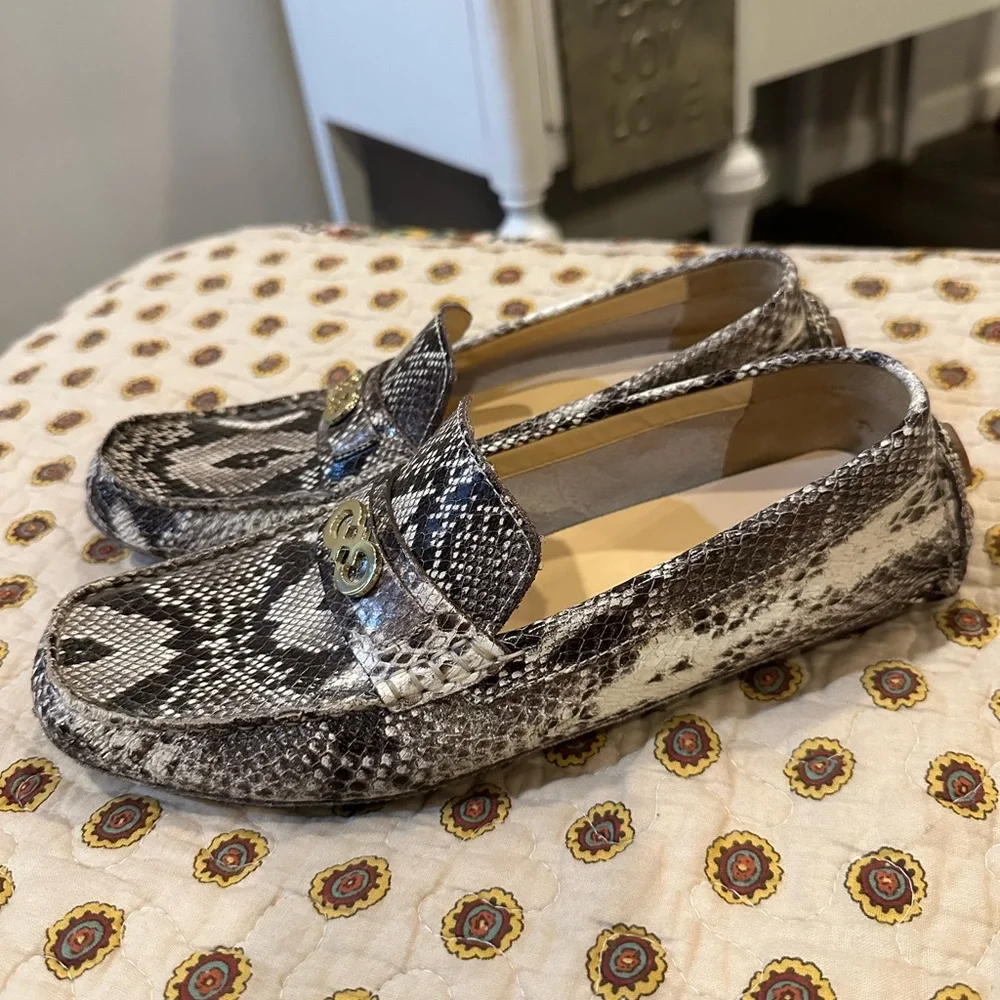 Cole Haan Shelby Bit Logo Snake Print Leather Driving Loafer Moccasins Size 8.5 - Picture 4 of 8
